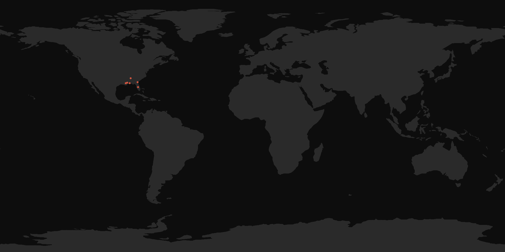 Global distribution map showing reported sightings